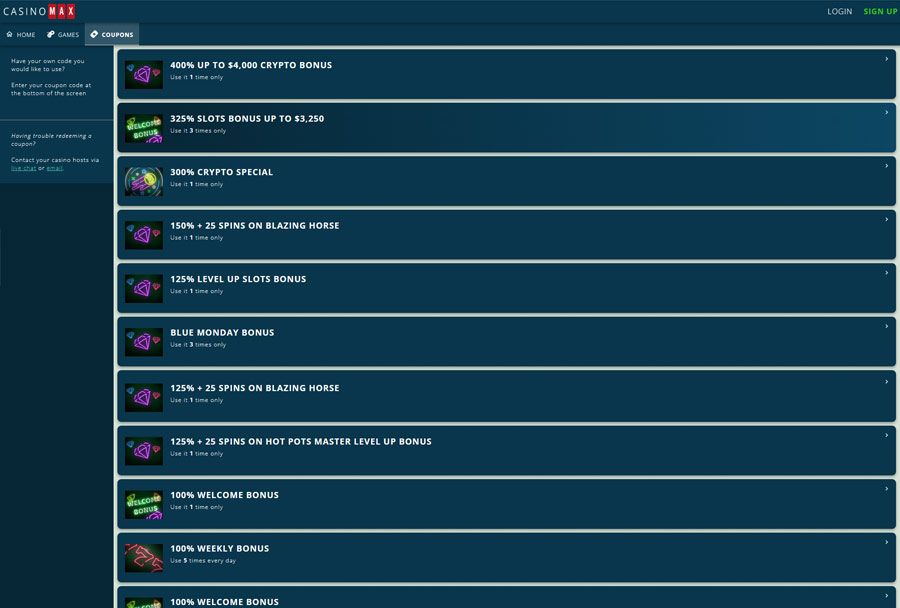 CasinoMax Bonuses and Promotions