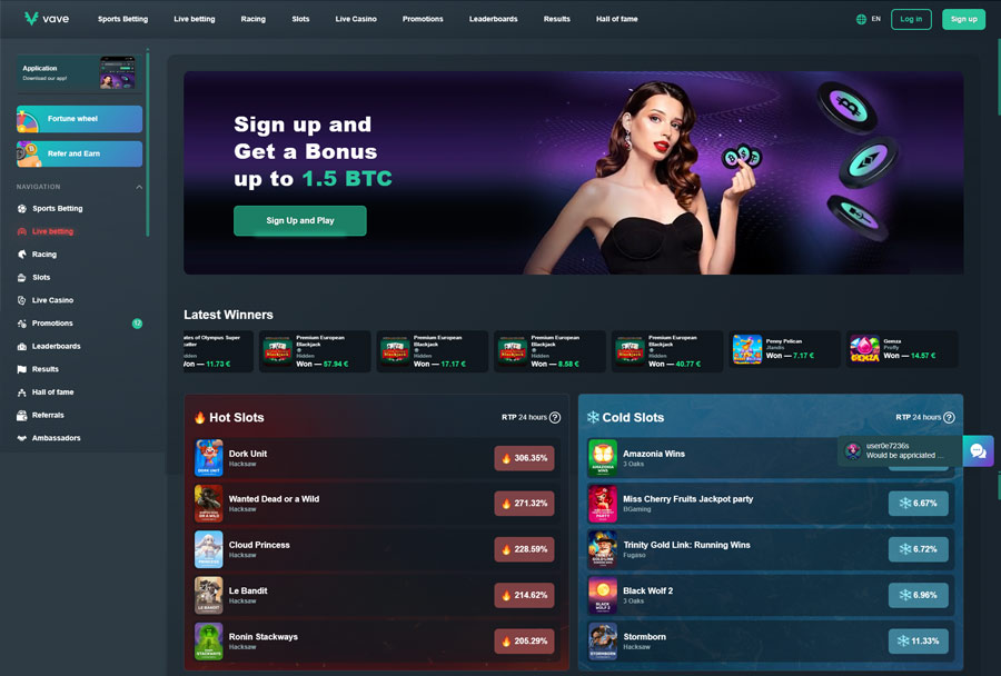 Vave Casino - No-KYC Tether Banking